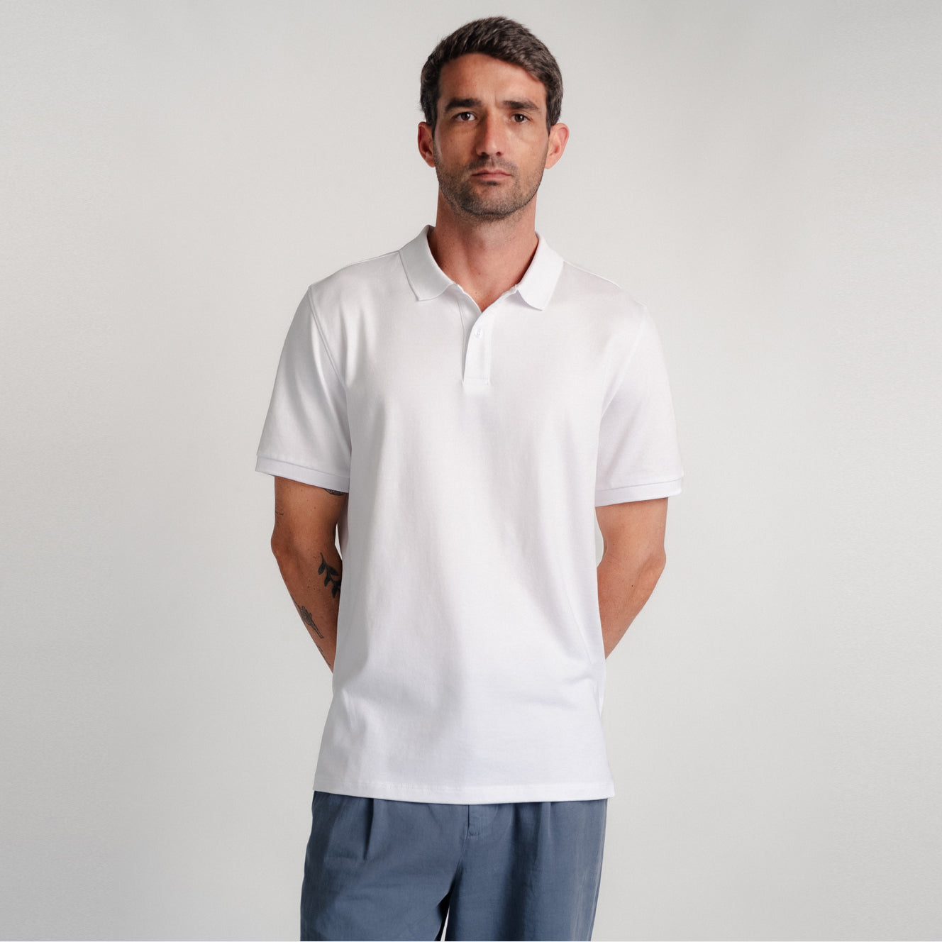 Polo Piqué Blanco con Cuello