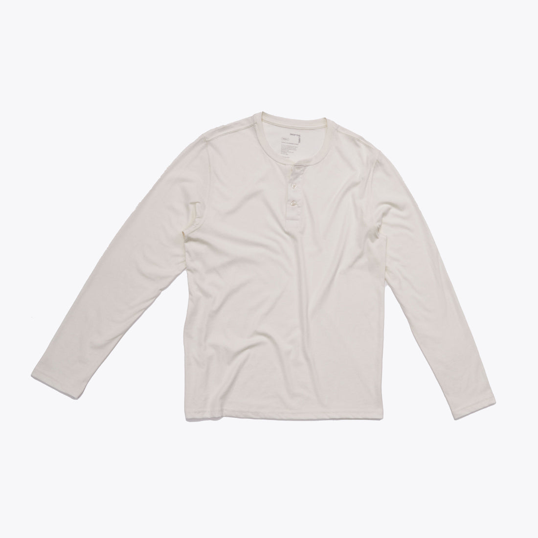 Polo blanco tiza Henley manga larga de algodón Pima, vista frontal