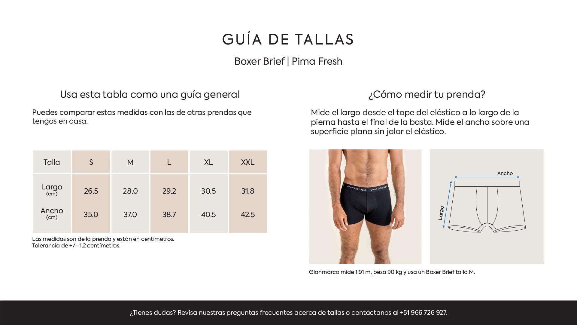 Guía de tallas Desktop