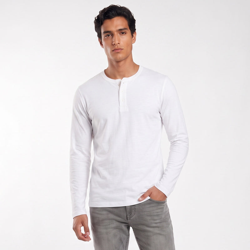 Henley Blanca Peru Algodón Pima