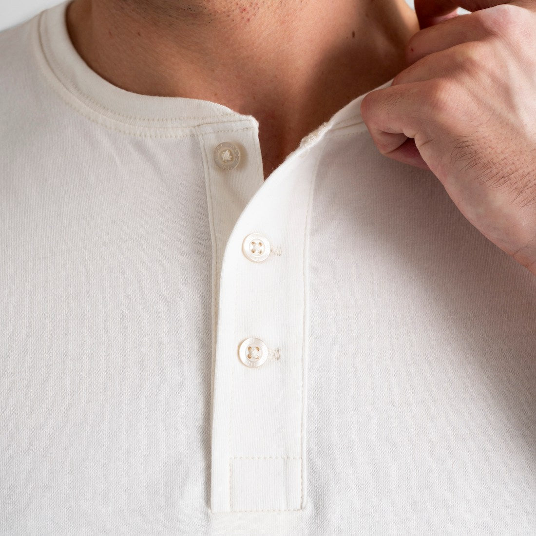 Henley Shirt | 3-Button Pima | Chalk White
