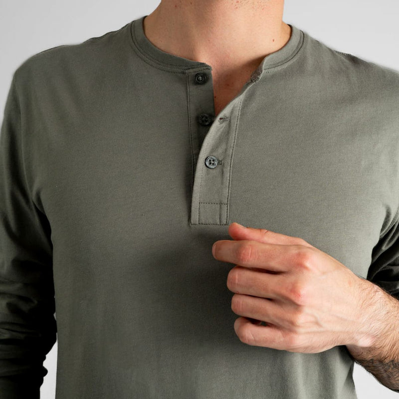 Henley Shirt | 3-Button Pima | Dark Olive