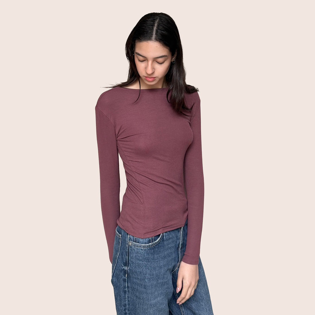 Long Sleeve | Essential Rib | Cordovan Red