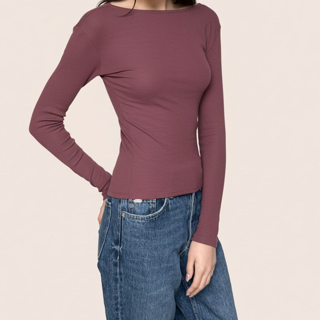 Long Sleeve | Essential Rib | Cordovan Red