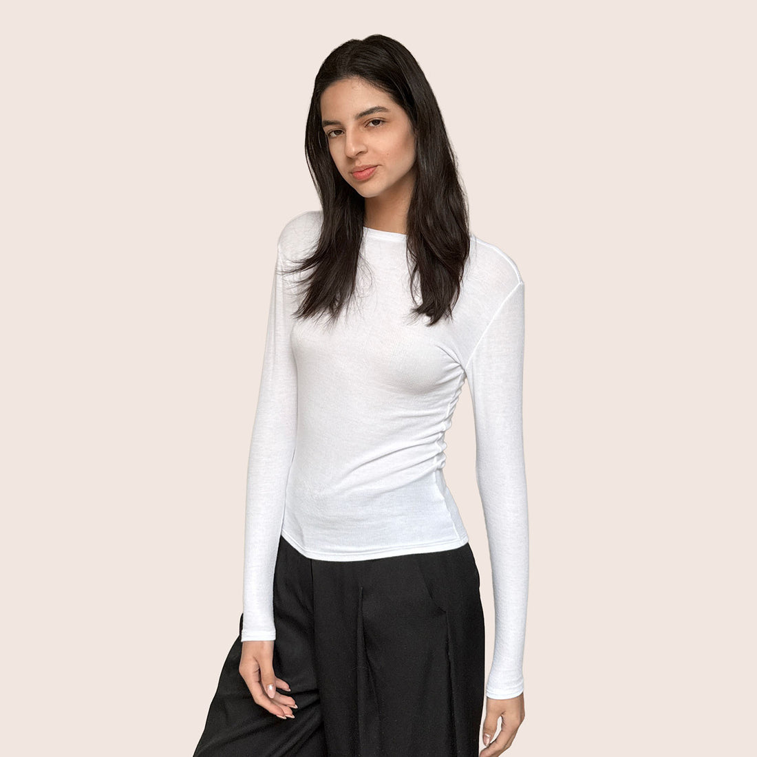Long Sleeve | Essential Rib | White