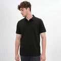 polo camisero negro hombre piqué de algodón pima