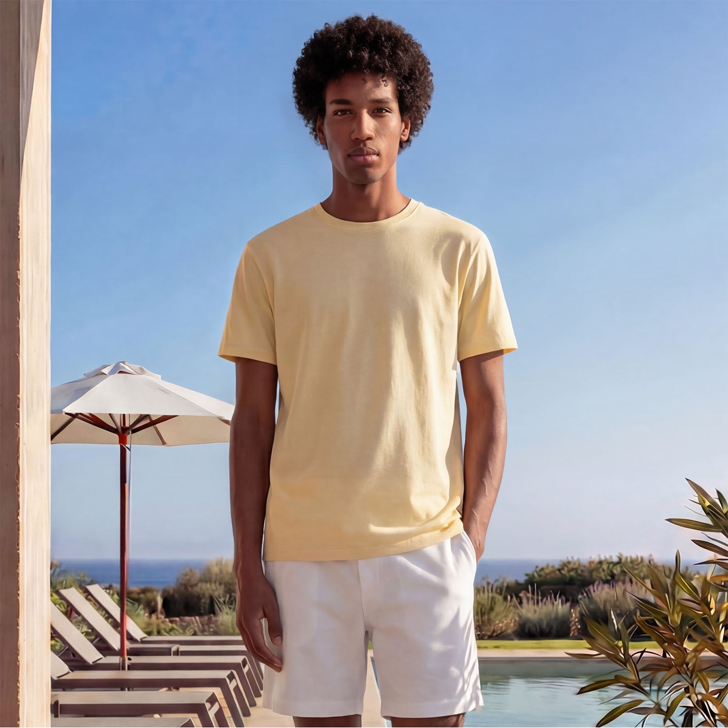 Polo amarillo claro hombre algodón Pima