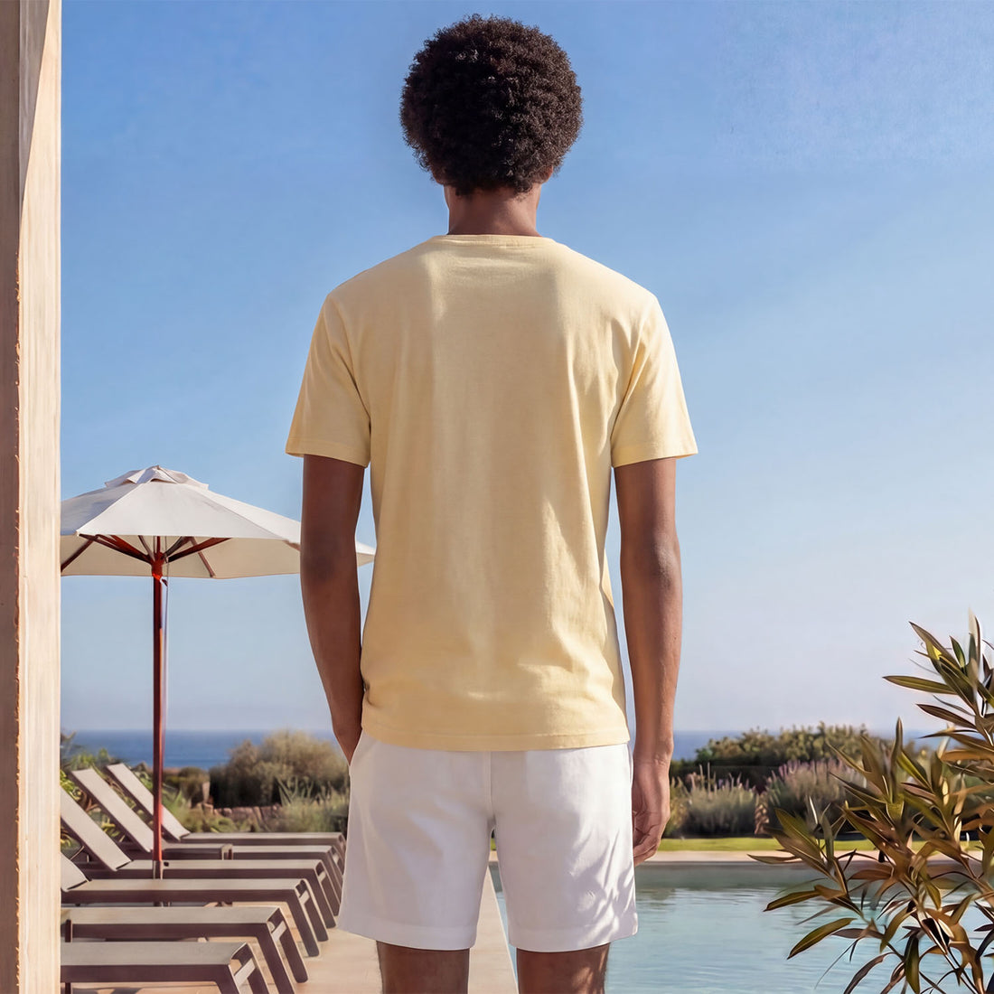 Polo amarillo claro hombre algodón Pima