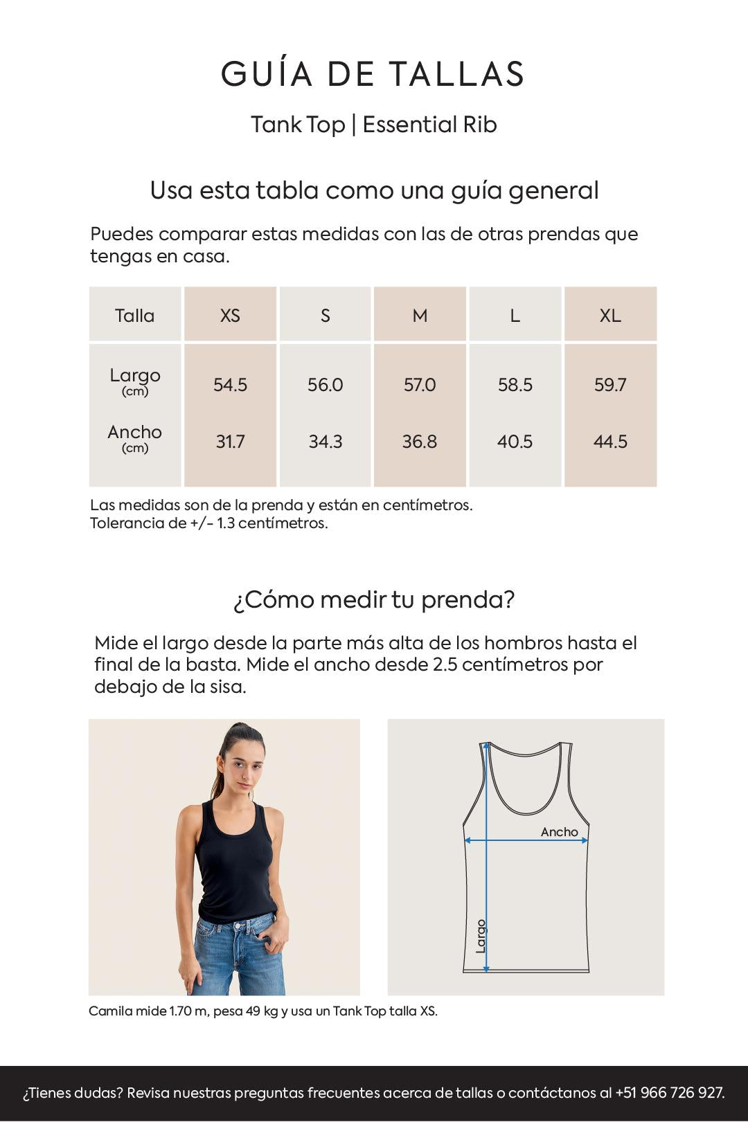 Guía de tallas Mobile