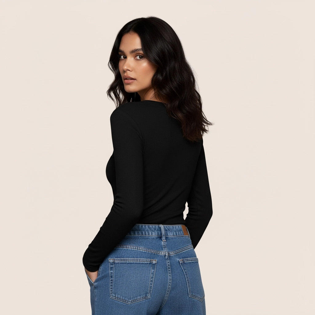 Long Sleeve | Essential Rib | Black