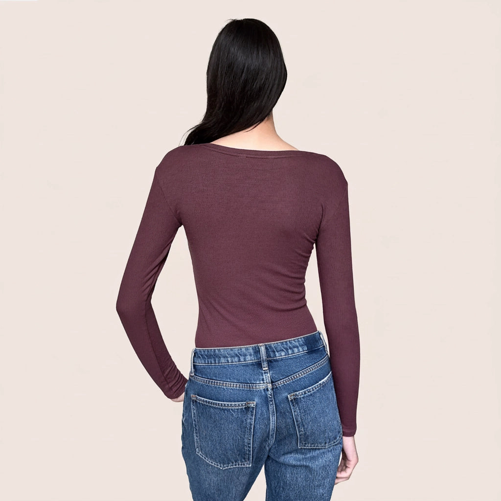 Long Sleeve | Essential Rib | Cordovan Red