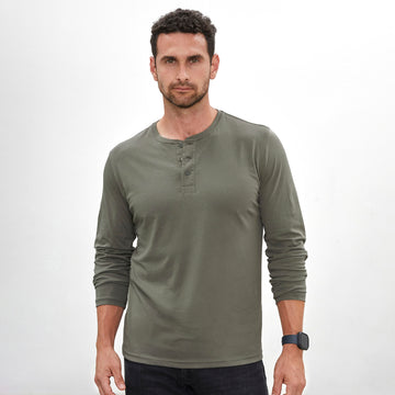 Henley Shirt | 3-Button Pima | Dark Olive